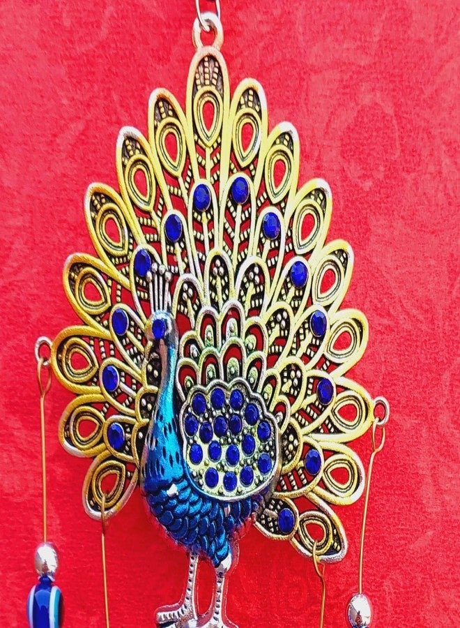 ARTISKRITI Metal Evil Eye Hanging for Home House Entrance Door Decoration, Peacock Showpiece Nazar Battu for Shop Office Living Room, Blue - Image 2